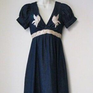 voom by joy hon Embroidered Bird Dress Size Medium